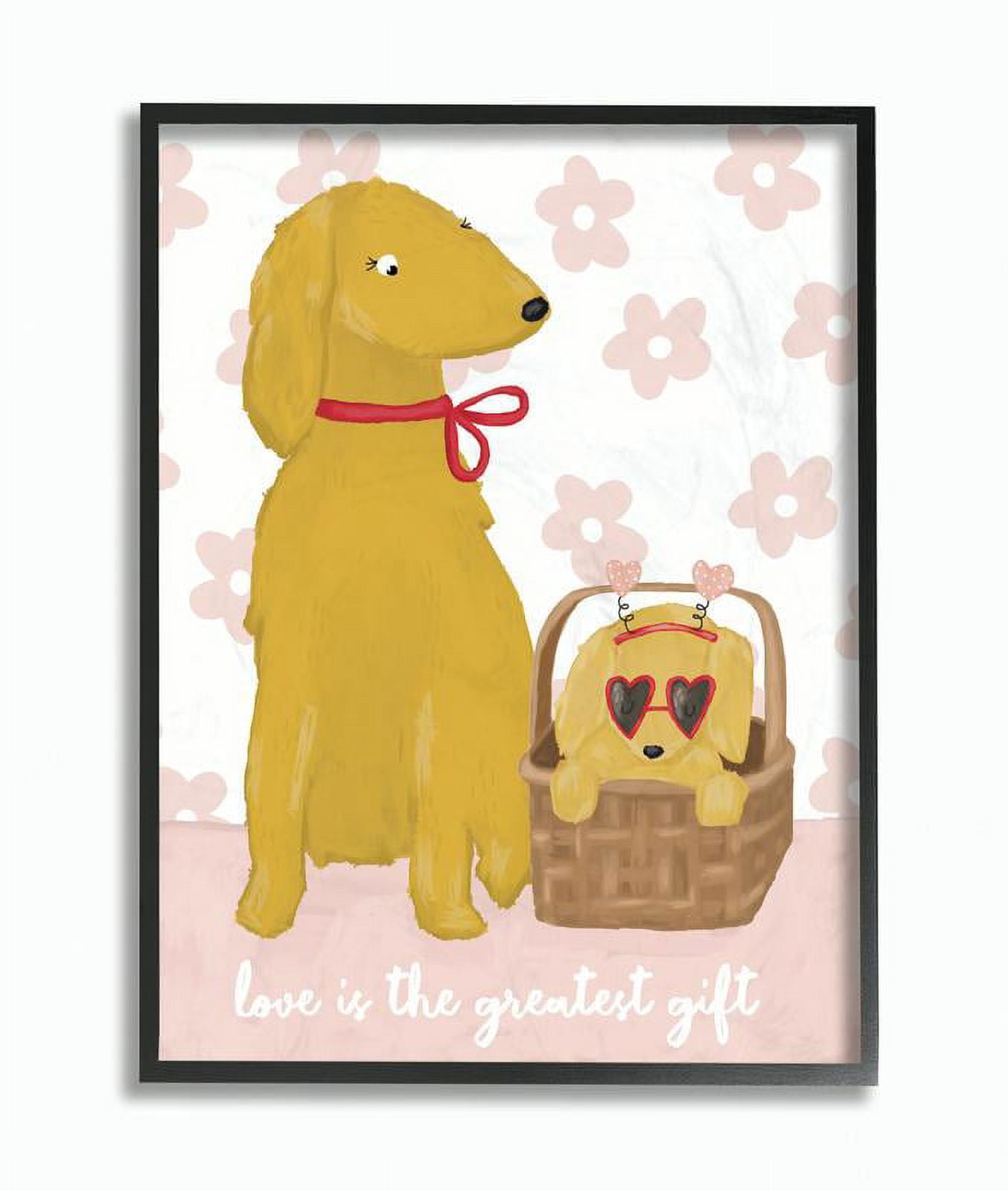 Stupell Home Décor Industries Dog Family Love Pink Yellow Pet Design Framed Wall Art by Cindy Willingham