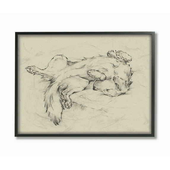 Stupell Home Décor Industries Dog Napping Pet Animal Drawing Framed Wall Art by Ethan Harper