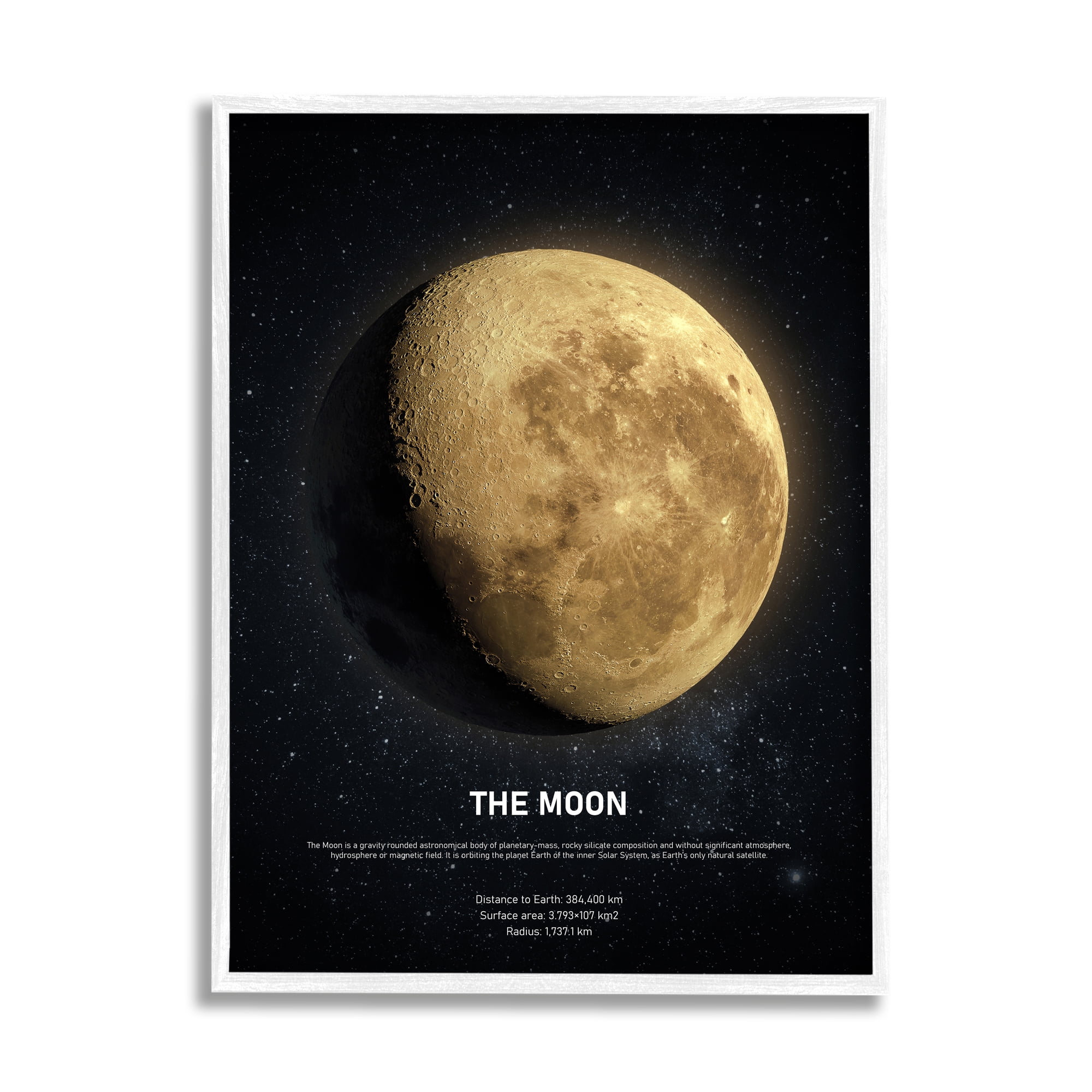 White Framed Moon Celestial Facts 11 x 14 Print