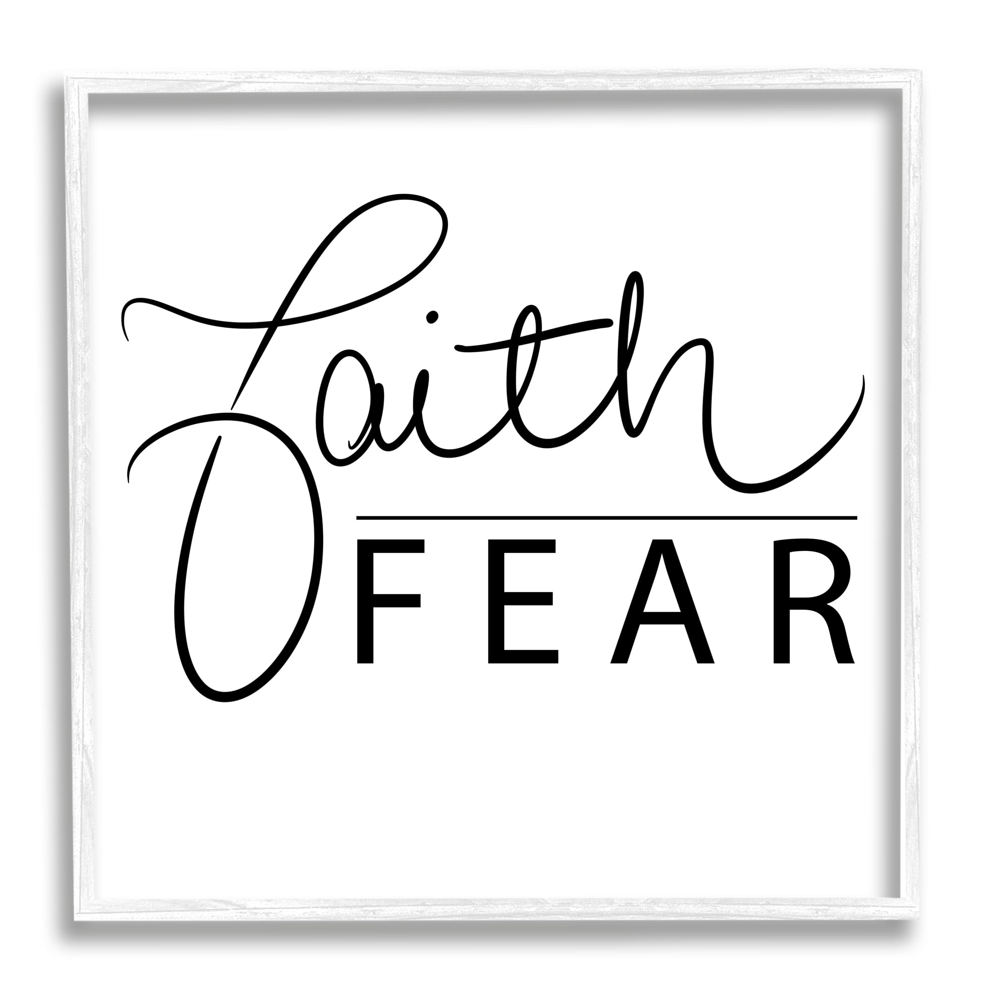 Stupell Home Décor Industries Faith Over Fear Motto Minimal Clean Typography, 12 x 12, Designed by SD Graphics Studio