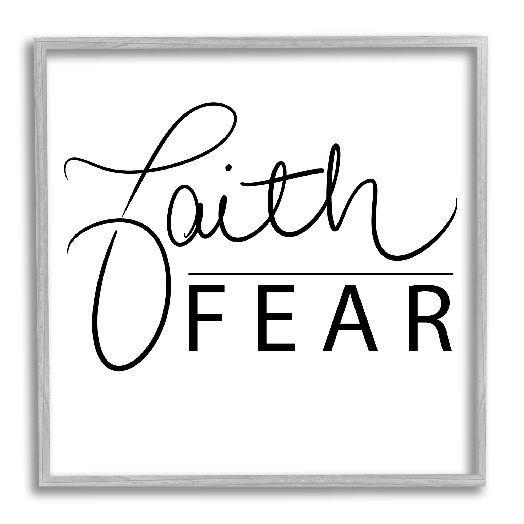 Stupell Home Décor Industries Faith Over Fear Motto Minimal Clean Typography, 12 x 12, Designed by SD Graphics Studio