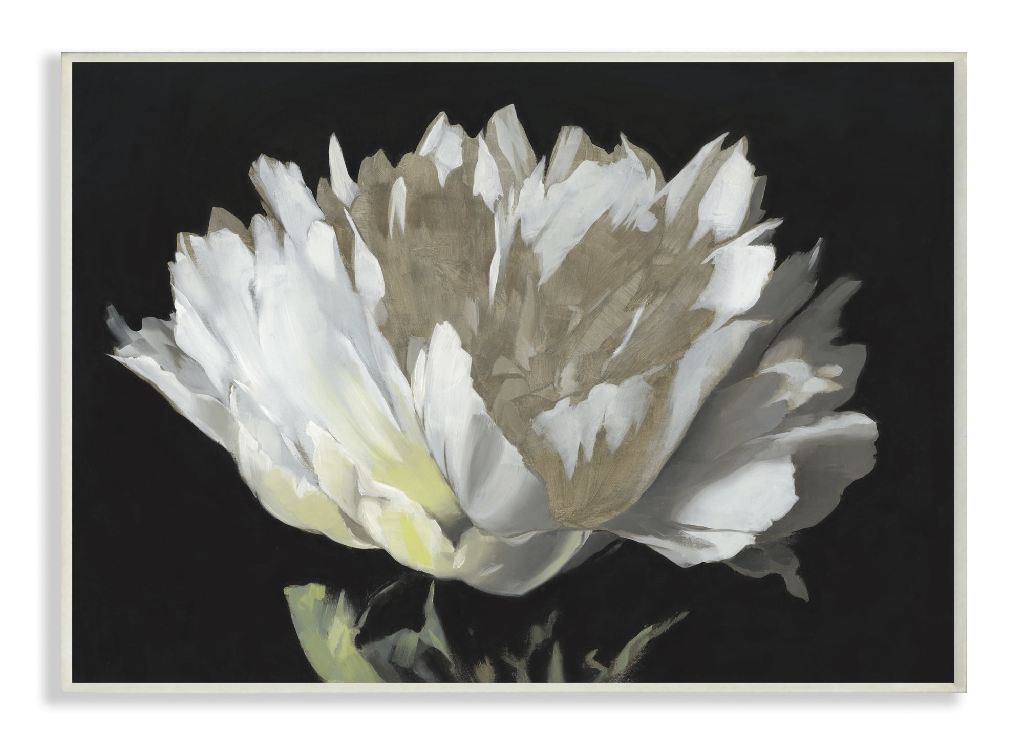 Stupell Home Décor Industries Flower Bloom Gold White Painting Wood Plaque by Third and Wall
