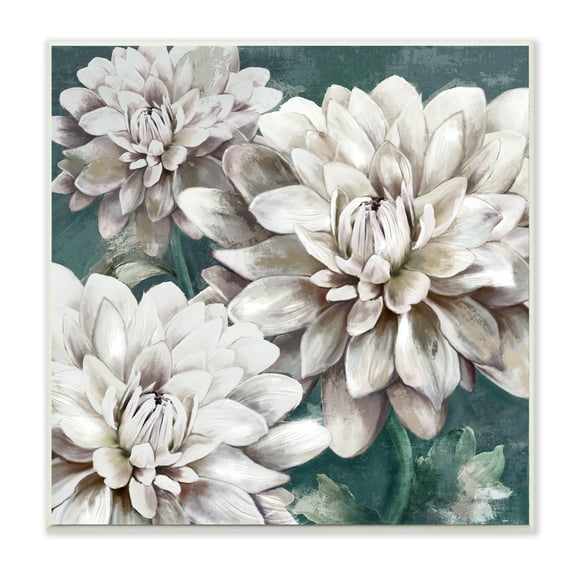 Stupell Home Décor Industries Flower Blooms White Green Painting Wood Plaque by Main Line Studio