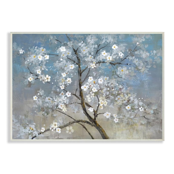 Stupell Home Décor Industries Flower Tree Blooms Blue Painting Wood Plaque by Main Line Studio