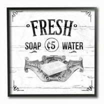 Stupell Home Décor Industries Fresh Soap Bathroom Rustic Gray Word Design Framed Wall Art by The Saturday Evening Post