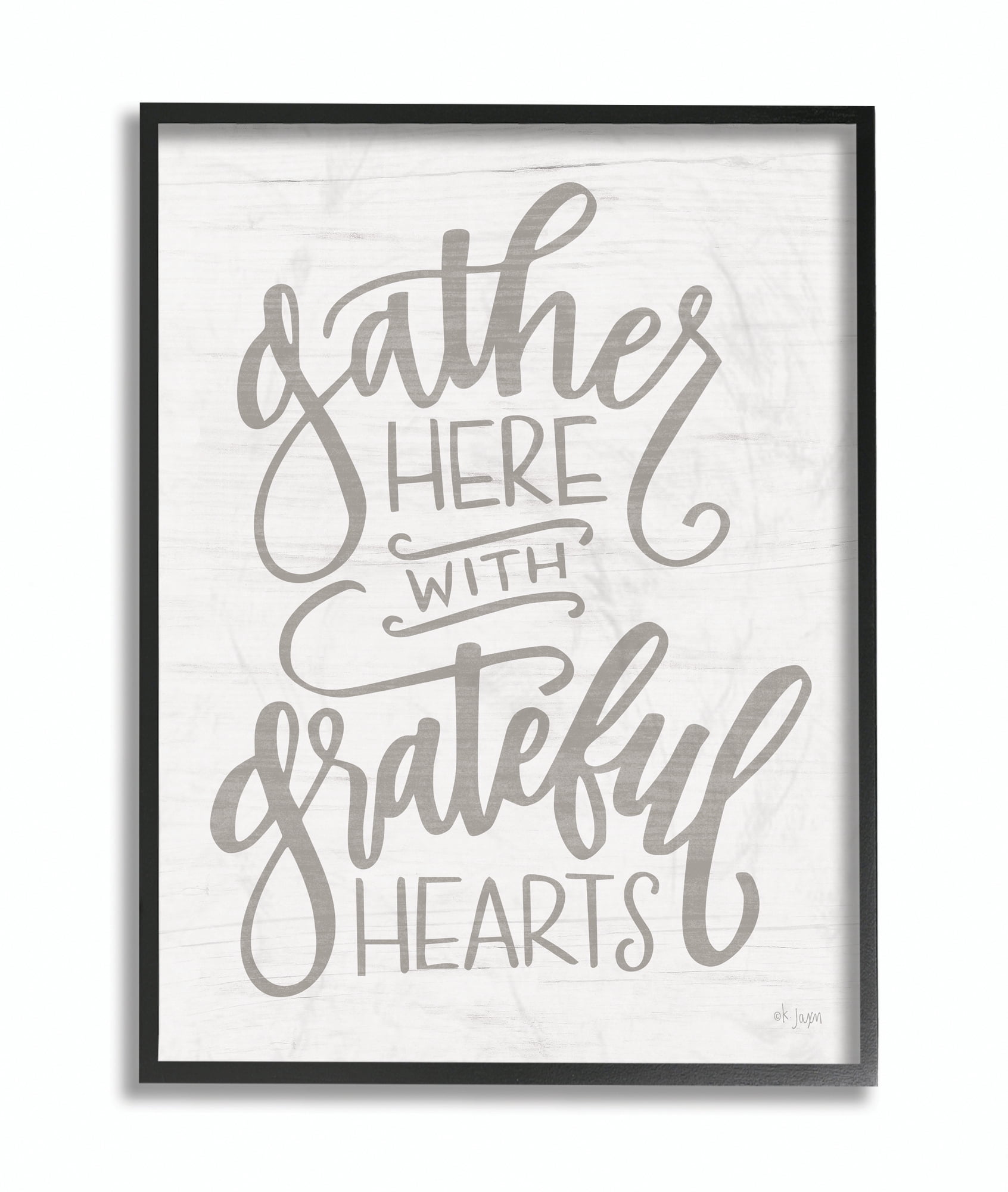 Stupell Home Décor Industries Gather Here Family Gray White Word Design Framed Wall Art by Jaxn Blvd.