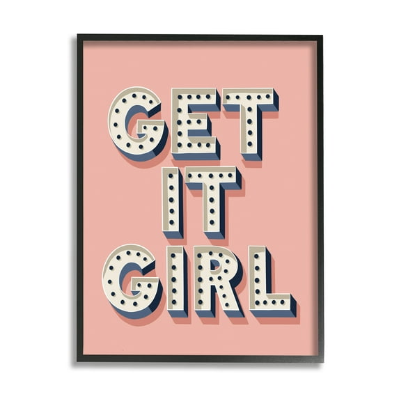 Stupell Home Décor Industries Get It Girl Bold Polka Dot Typography over Pink, 24 x 30, Designed by Jo Taylor