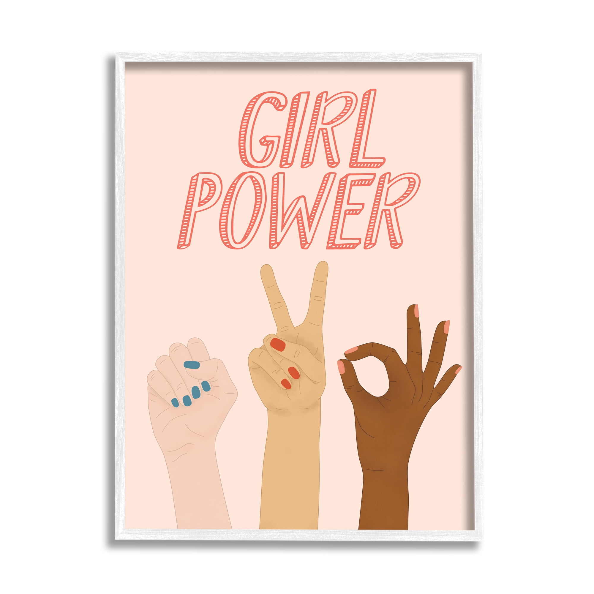 Stupell Home Décor Industries Girl Power Pop Phrase Various Hand Signs, 11 x 14, Designed by JJ Design House LLC
