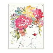Stupell Home Décor Industries Glam Fashion Flower Hair Figure Drawing Wood Plaque by Anne Tavoletti