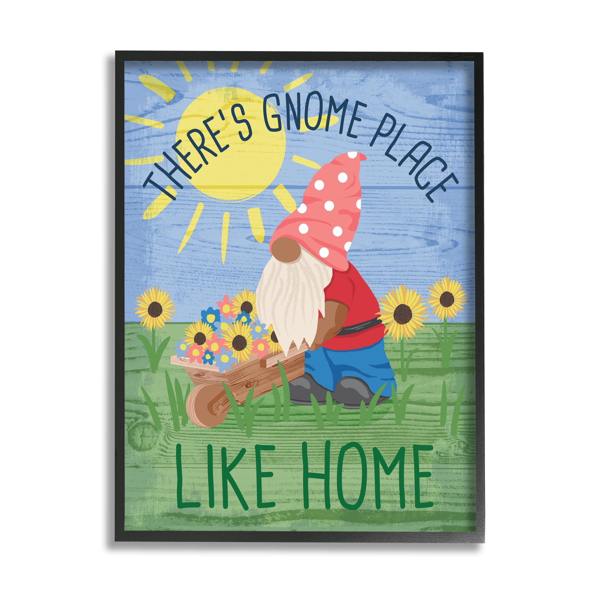 Stupell Home Décor Industries Gnome Place Like Home Pun Playful Garden Creature, 24 x 30, Designed by Jennifer Ellory