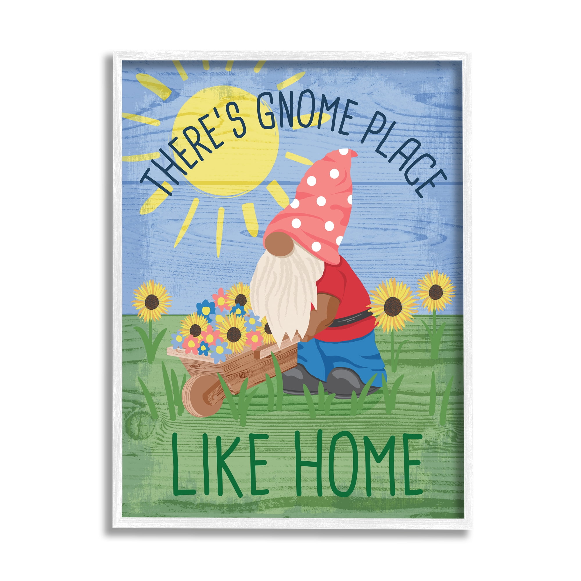 Stupell Home Décor Industries Gnome Place Like Home Pun Playful Garden Creature, 24 x 30, Designed by Jennifer Ellory