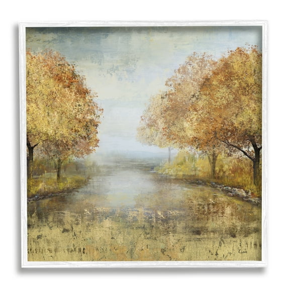Stupell Home Décor Industries Golden Autumn Tree Forest Landscape Contemporary Scene, 12 x 12, Designed by Carson Lyons