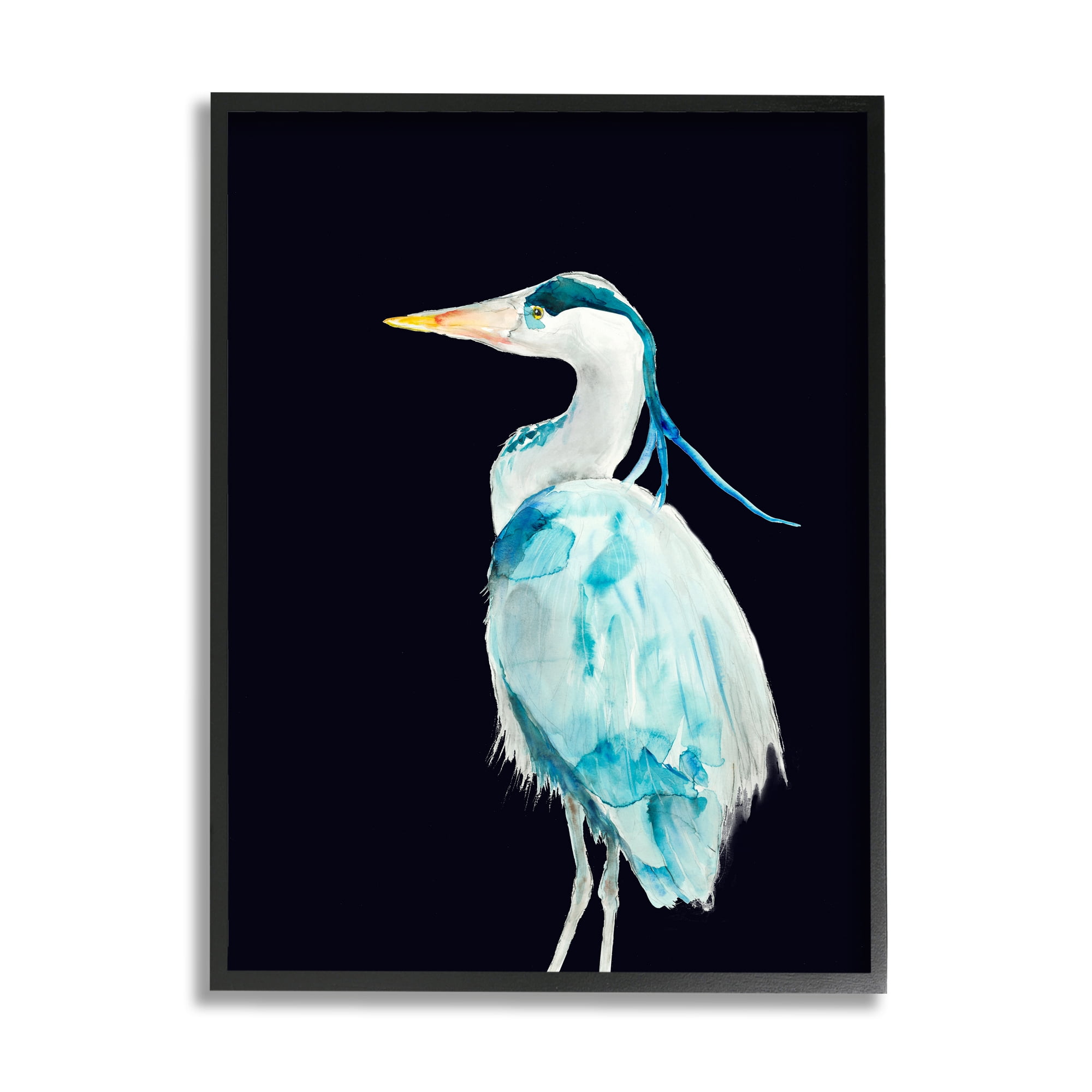 Stupell Home Décor Industries Great Blue Heron Strong Tall Bird over Black, 24 x 30, Designed by Patti Mann