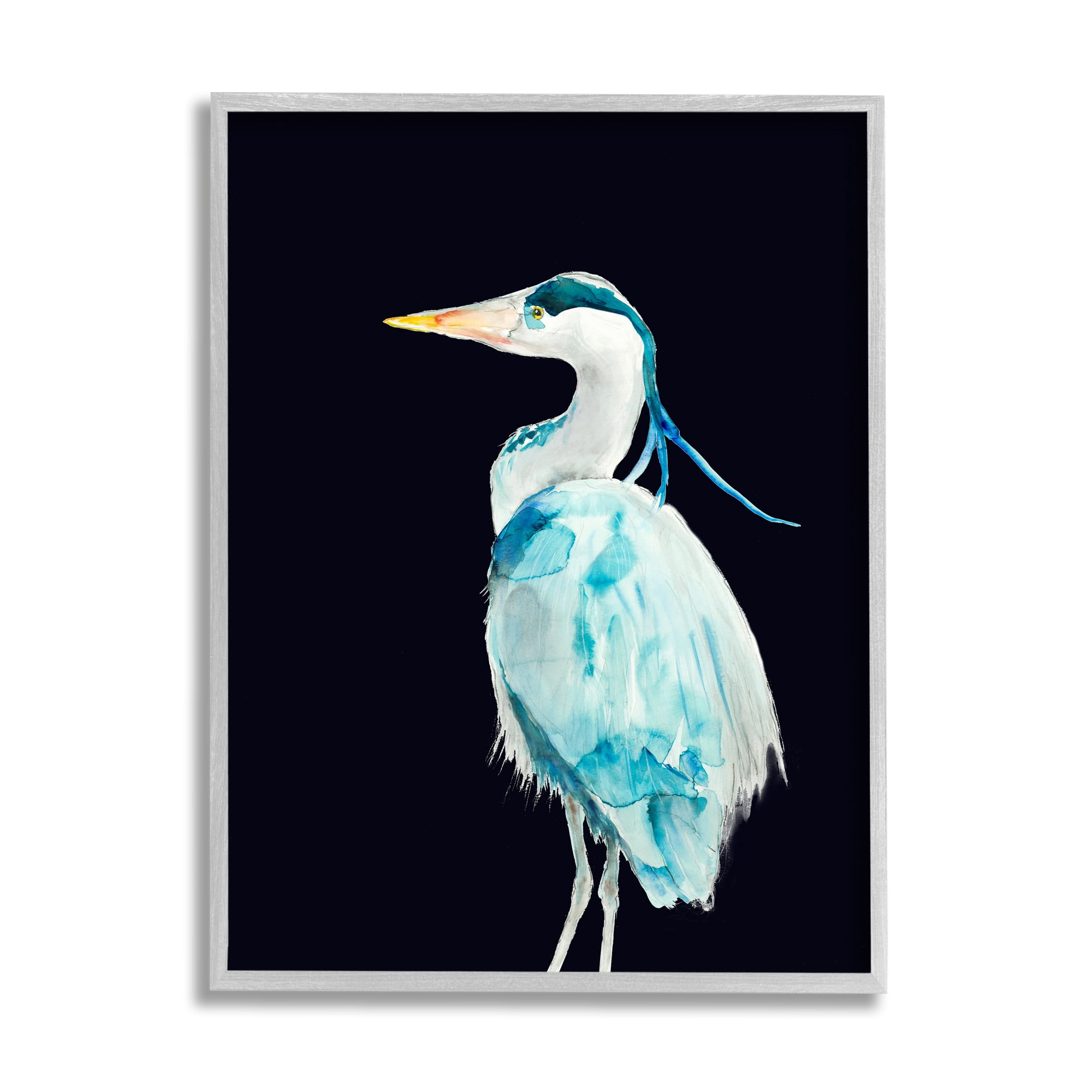 Stupell Home Décor Industries Great Blue Heron Strong Tall Bird over Black, 24 x 30, Designed by Patti Mann