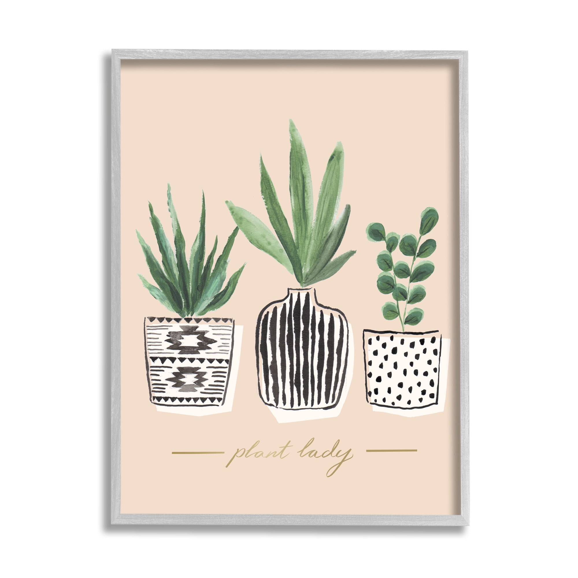 Green Fern Trio Gray Framed Canvas Wall Art, 11" x 14"