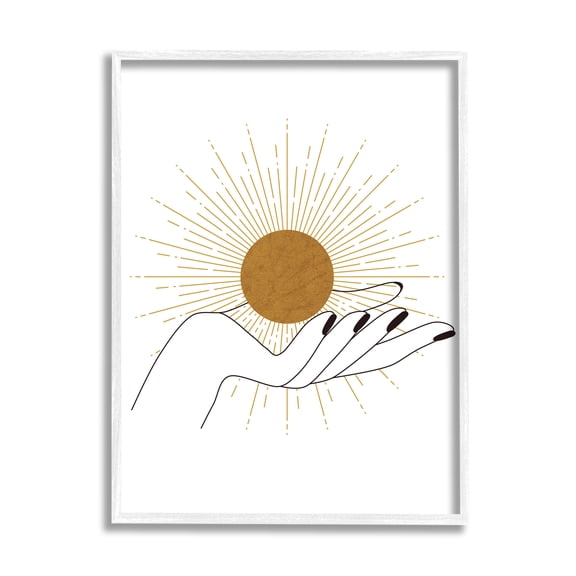 Stupell Home Décor Industries Hand Holding Deco Inspired Sun with Rays, 11 x 14, Designed by JJ Design House LLC