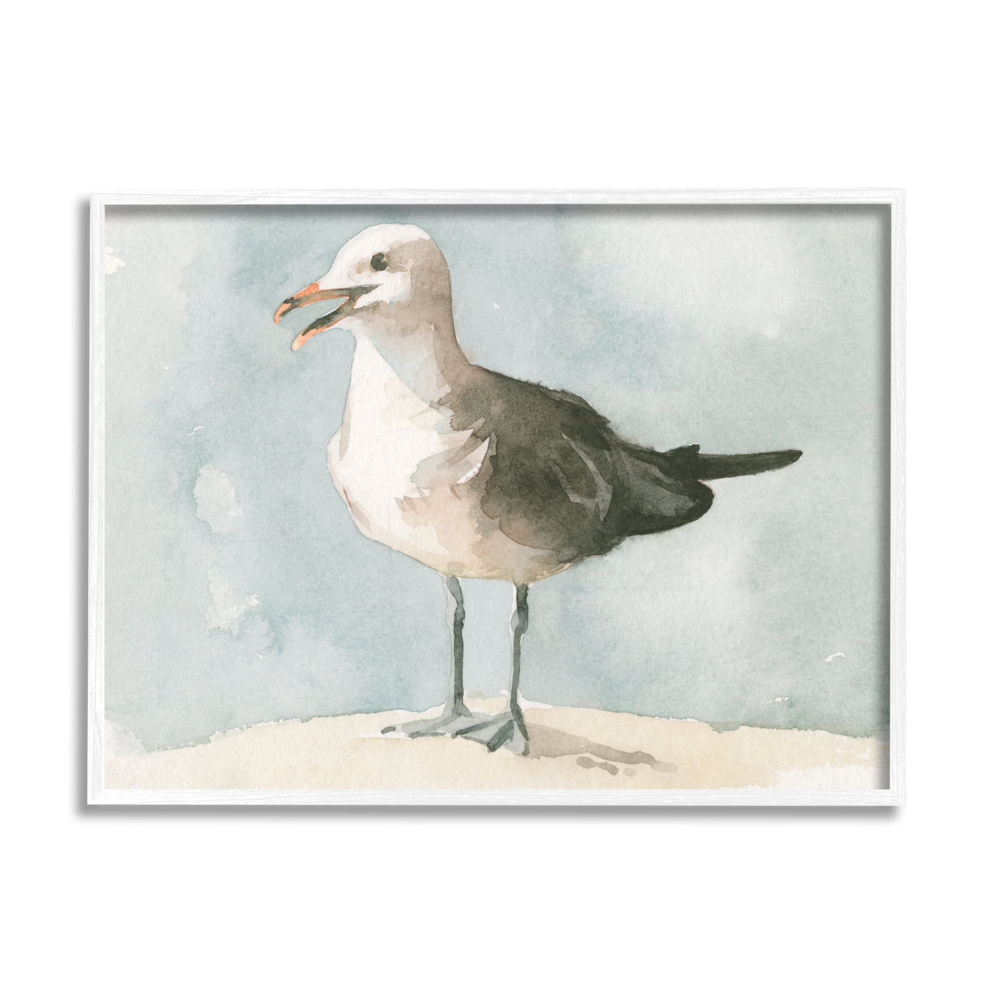 Stupell Home Décor Industries Happy Seagull Soft Focus Resting On Beach , 11 x 14, Designed by Emma Caroline