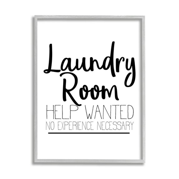 Stupell Home Décor Industries Help Wanted Laundry Room Sign Bold Black White, 11 x 14, Designed by Kim Allen