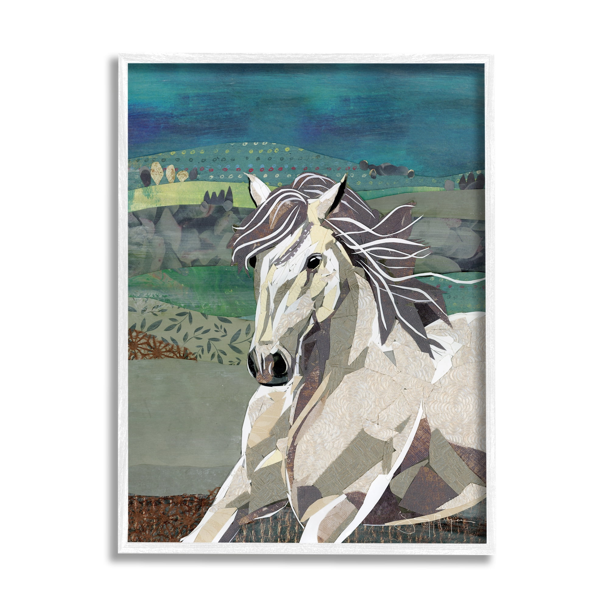 Stupell Home Décor Industries Horse Geometric Shape Collage Wild Animal Running, 16 x 20, Designed by Jenny McGee