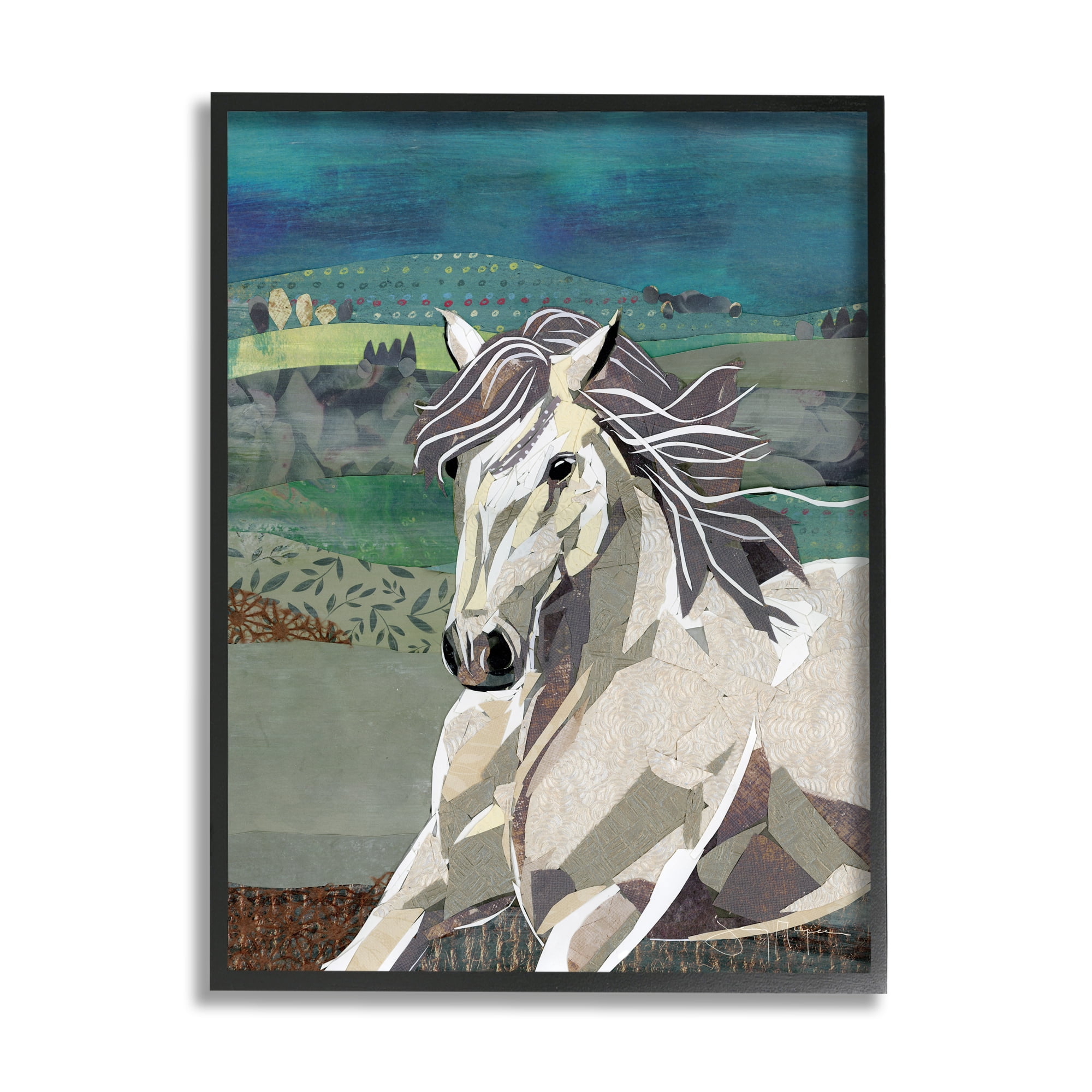 Stupell Home Décor Industries Horse Geometric Shape Collage Wild Animal Running, 24 x 30, Designed by Jenny McGee