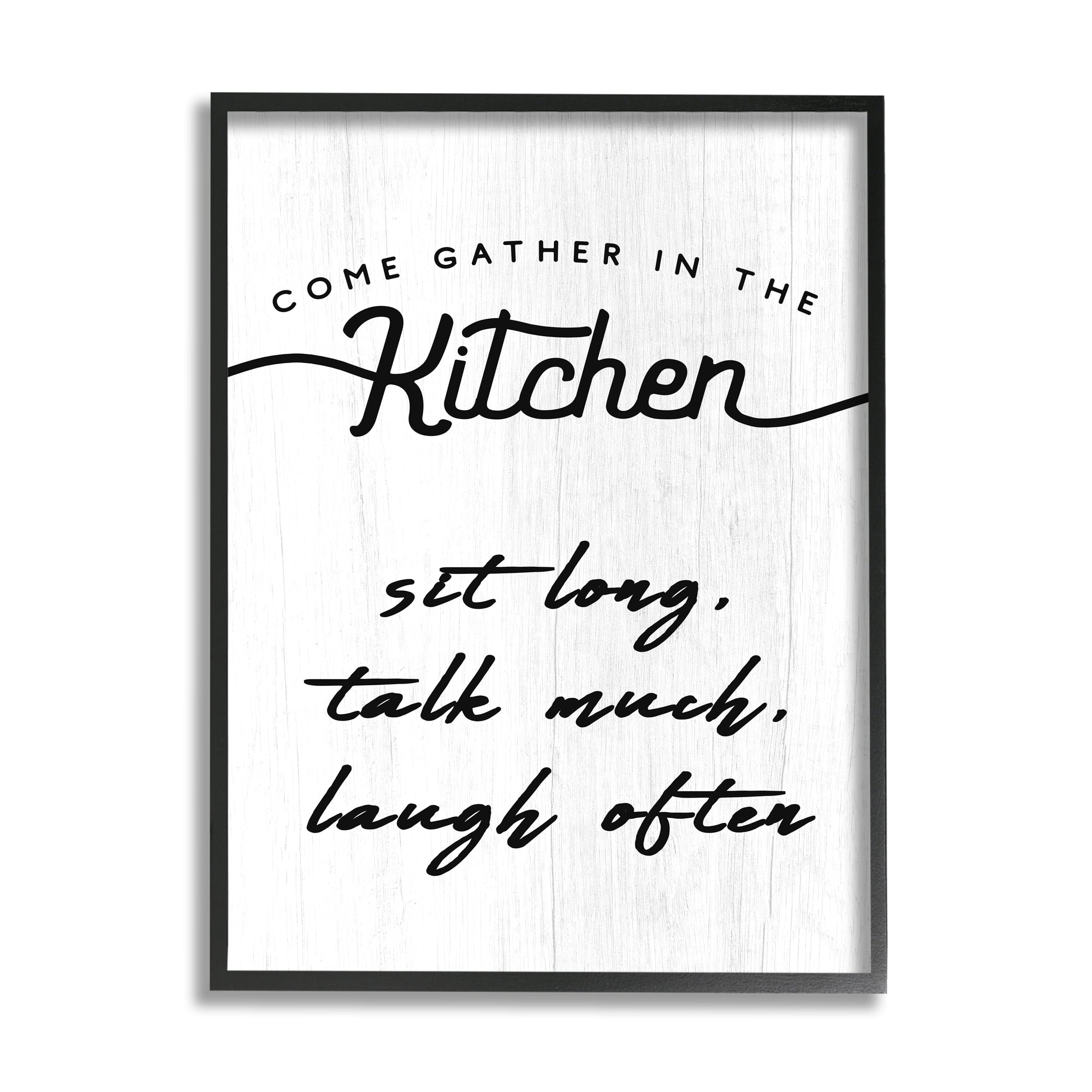 Stupell Home Décor Industries Kitchen Gathering Sign Minimal Sit Talk Laugh Phrase, 11 x 14, Designed by Daphne Polselli