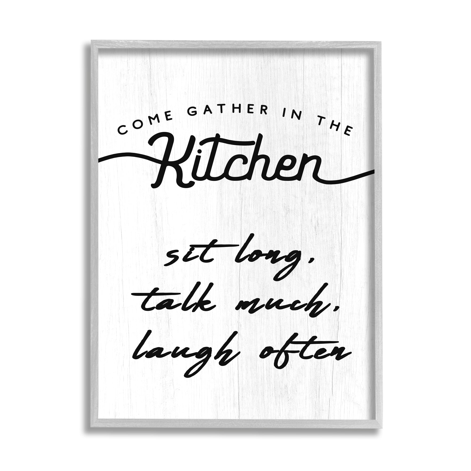 Stupell Home Décor Industries Kitchen Gathering Sign Minimal Sit Talk Laugh Phrase, 16 x 20, Designed by Daphne Polselli