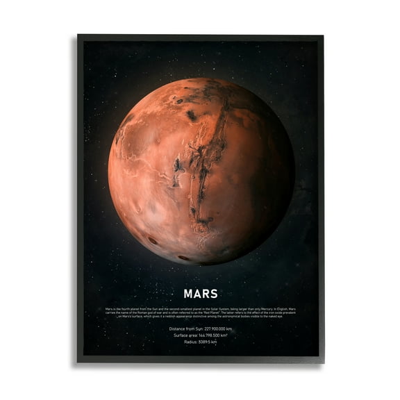 Stupell Home Décor Industries Mars Red Planet Infographic Astrological Facts Outer Space, 11 x 14, Designed by Design Fabrikken