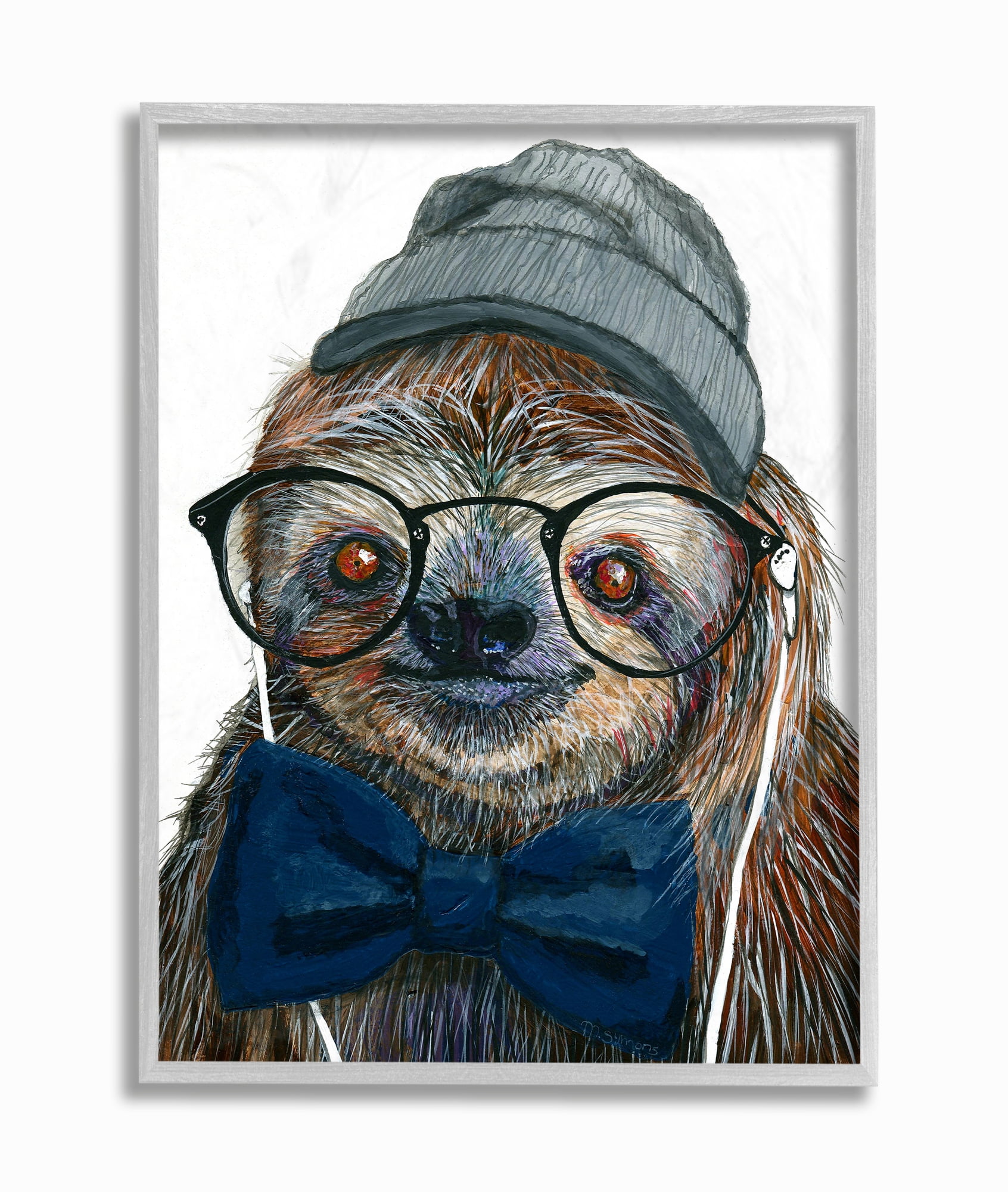 Stupell Home Décor Industries Modern Sloth Funny Animal Portrait Drawing Framed Wall Art by Melissa Symons