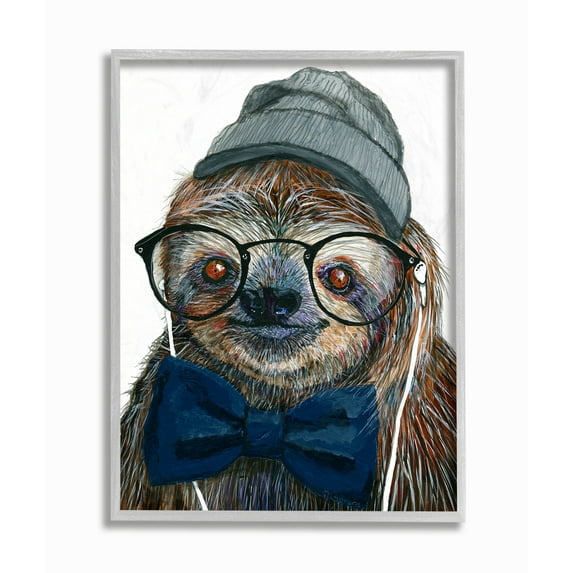 Stupell Home Décor Industries Modern Sloth Funny Animal Portrait Drawing Framed Wall Art by Melissa Symons