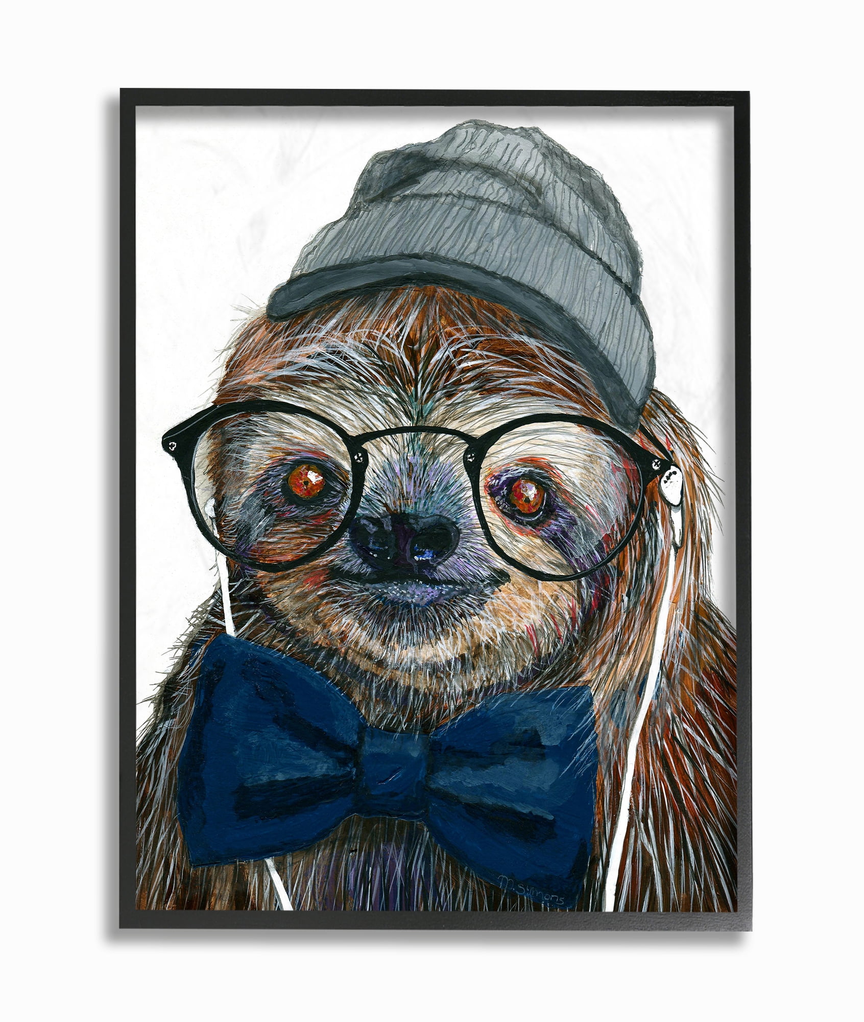 Stupell Home Décor Industries Modern Sloth Funny Animal Portrait Drawing Framed Wall Art by Melissa Symons