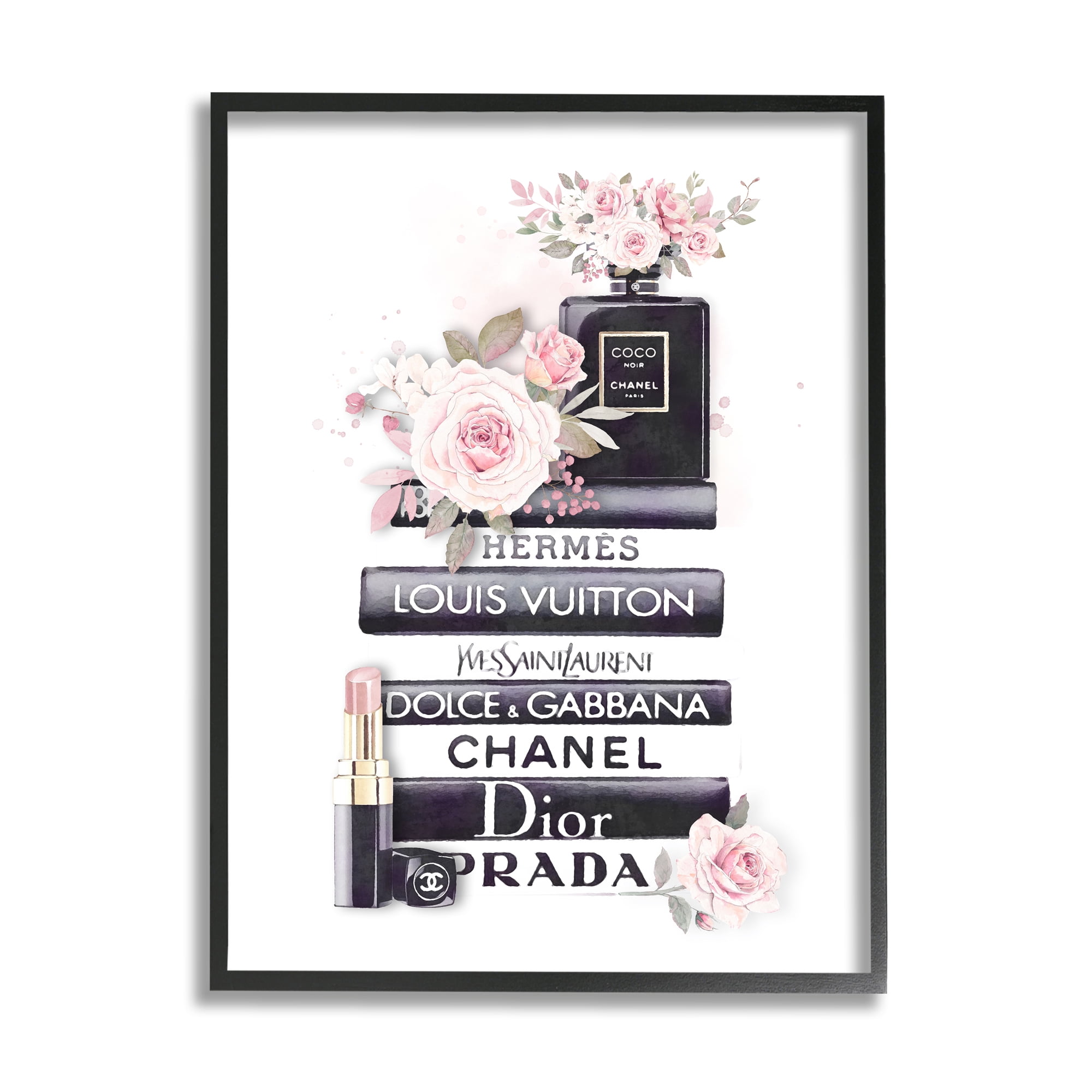 Stupell Home Décor Industries Pink Roses and Toiletries Fashion Glam Bookstack, 11 x 14, Designed by Ros Ruseva