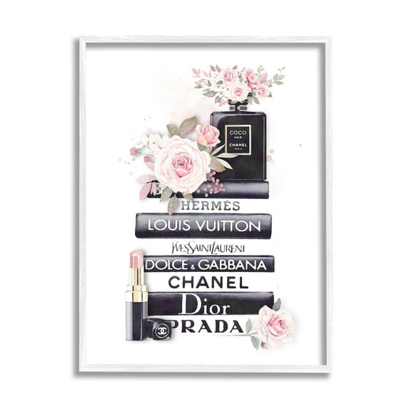 Stupell Home Décor Industries Pink Roses and Toiletries Fashion Glam Bookstack, 11 x 14, Designed by Ros Ruseva