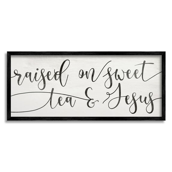Stupell Home Décor Industries Raised on Sweet Tea & Jesus Southern Phrase, 10 x 24, Designed by Daphne Polselli