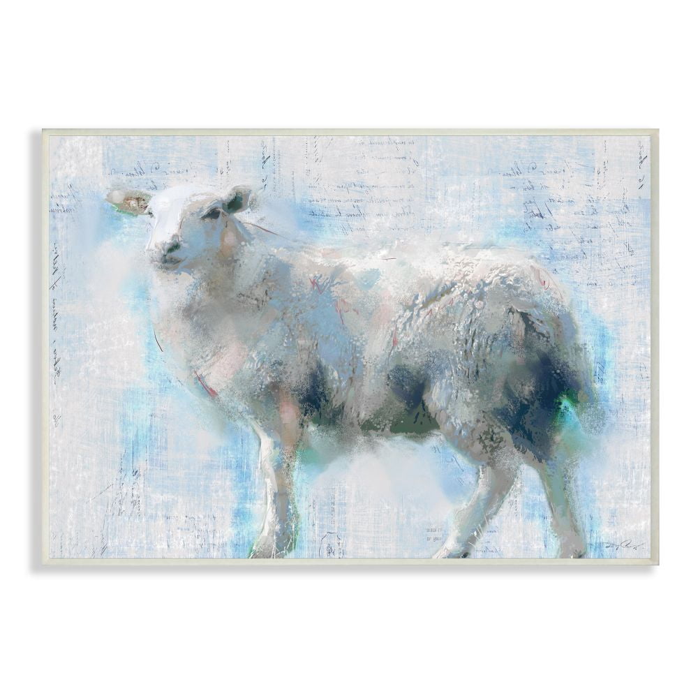 Stupell Home Décor Industries Sheep Walk Blue Pink Textured Animal Painting Wood Plaque by Main Line Studio