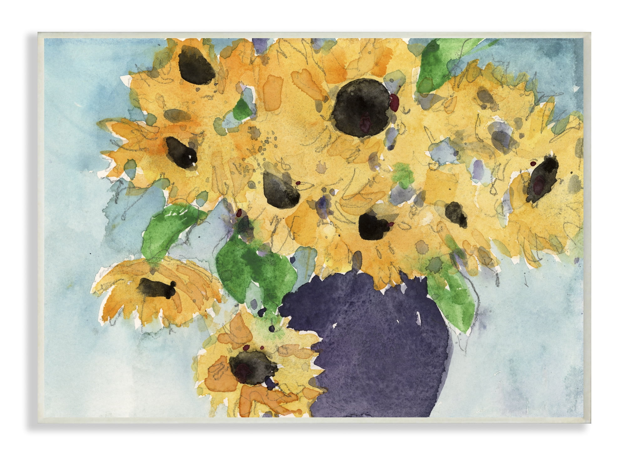 Stupell Home Décor Industries Sunflowers Yellow Green Watercolor Painting Wood Plaque by Samuel Dixon