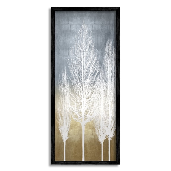 Stupell Home Décor Industries Tall Tree Silhouettes Abstract White Forest over Pattern, 10 x 24, Designed by Kate Bennett
