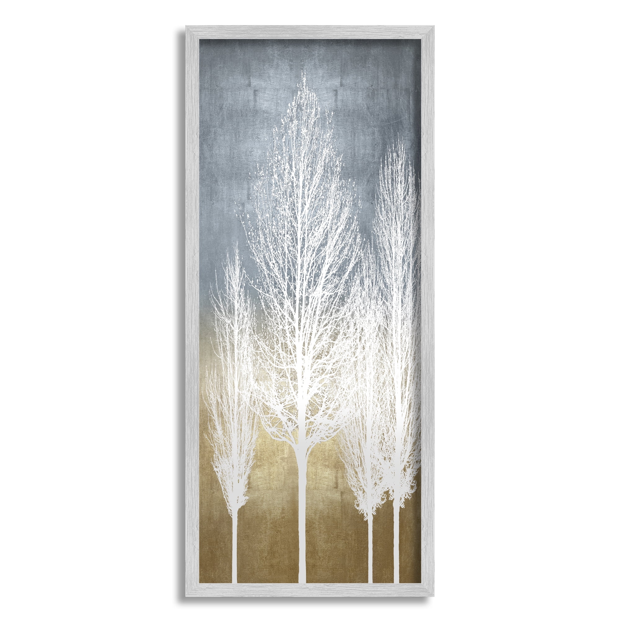 Stupell Home Décor Industries Tall Tree Silhouettes Abstract White Forest over Pattern, 13 x 30, Designed by Kate Bennett