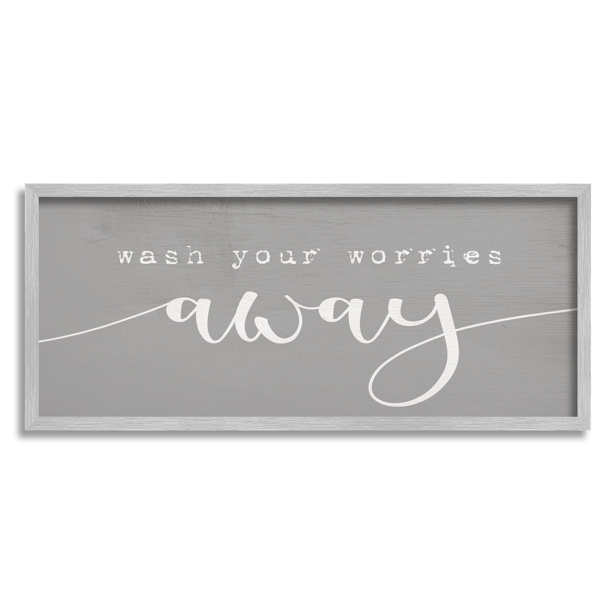 Stupell Home Décor Industries Wash Your Worries Away Phrase Bathroom Relaxation, 13 x 30, Designed by Daphne Polselli