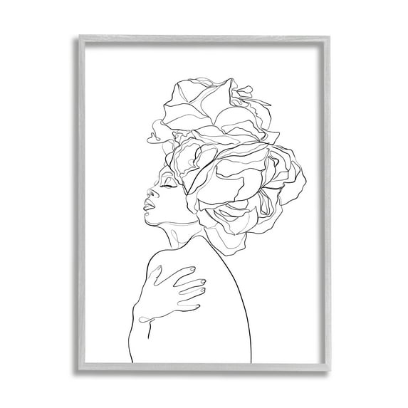 Stupell Home Décor Industries Woman Slouching with Headwrap Minimalism Linework, 11 x 14, Designed by Ros Ruseva