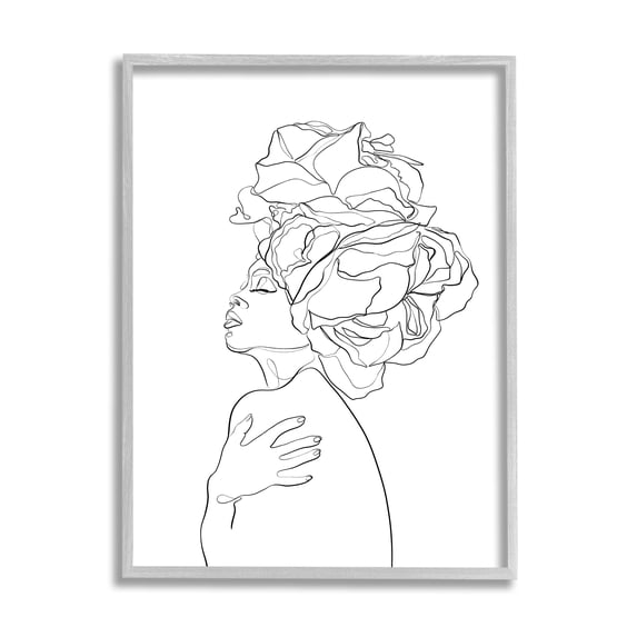 Stupell Home Décor Industries Woman Slouching with Headwrap Minimalism Linework, 16 x 20, Designed by Ros Ruseva