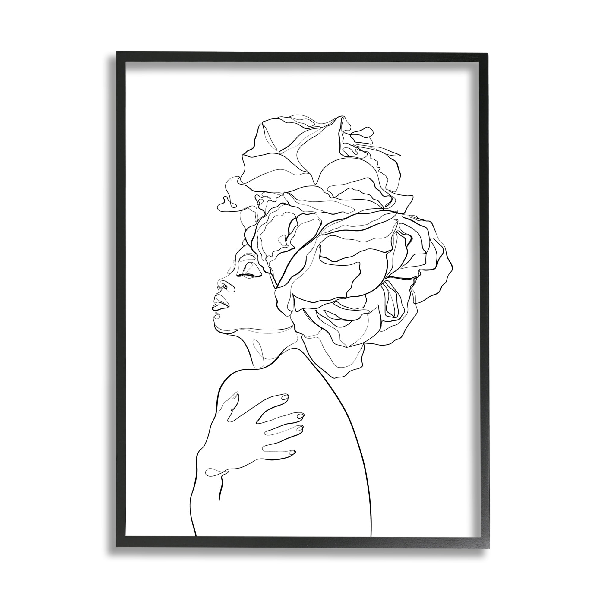 Stupell Home Décor Industries Woman Slouching with Headwrap Minimalism Linework, 16 x 20, Designed by Ros Ruseva