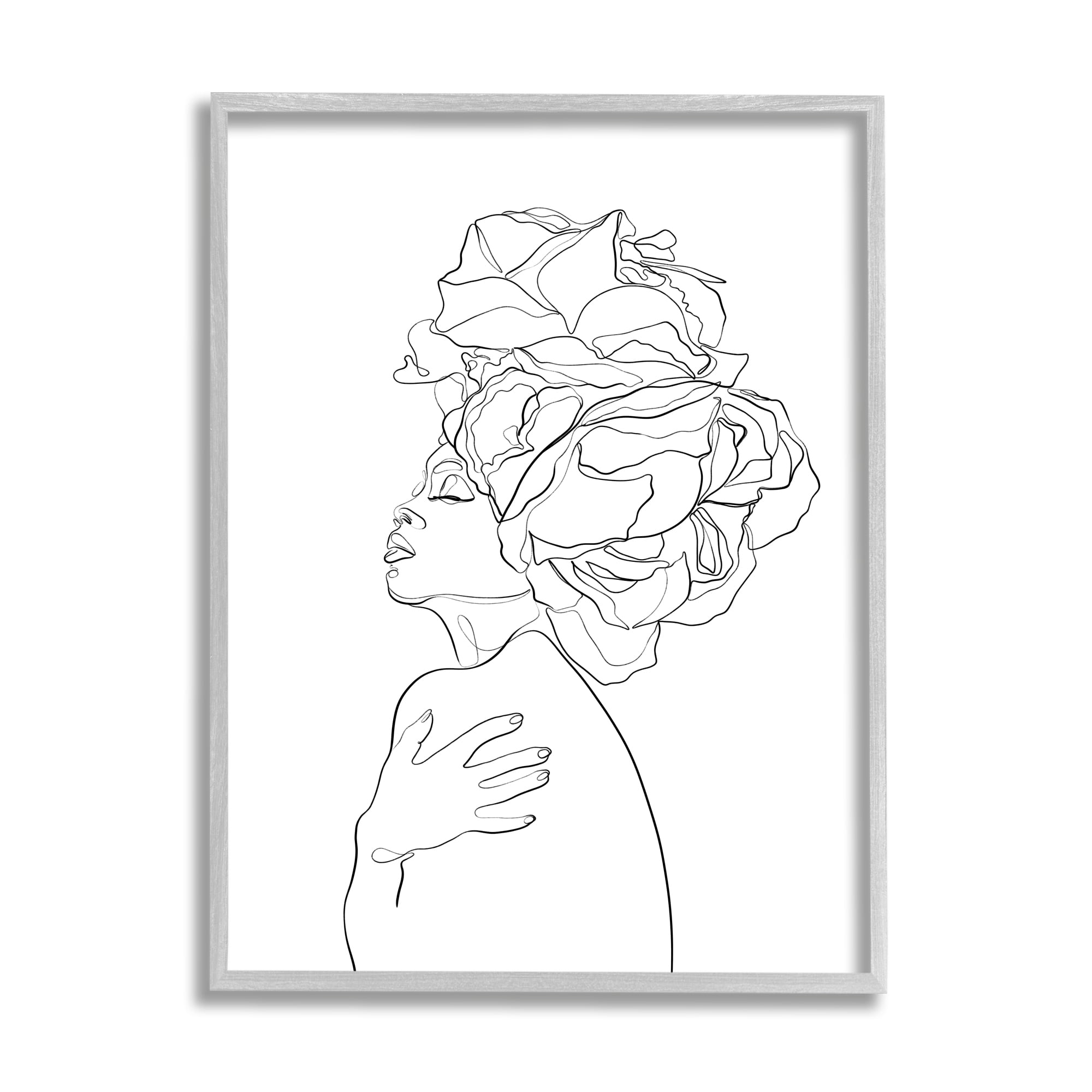 Stupell Home Décor Industries Woman Slouching with Headwrap Minimalism Linework, 24 x 30, Designed by Ros Ruseva