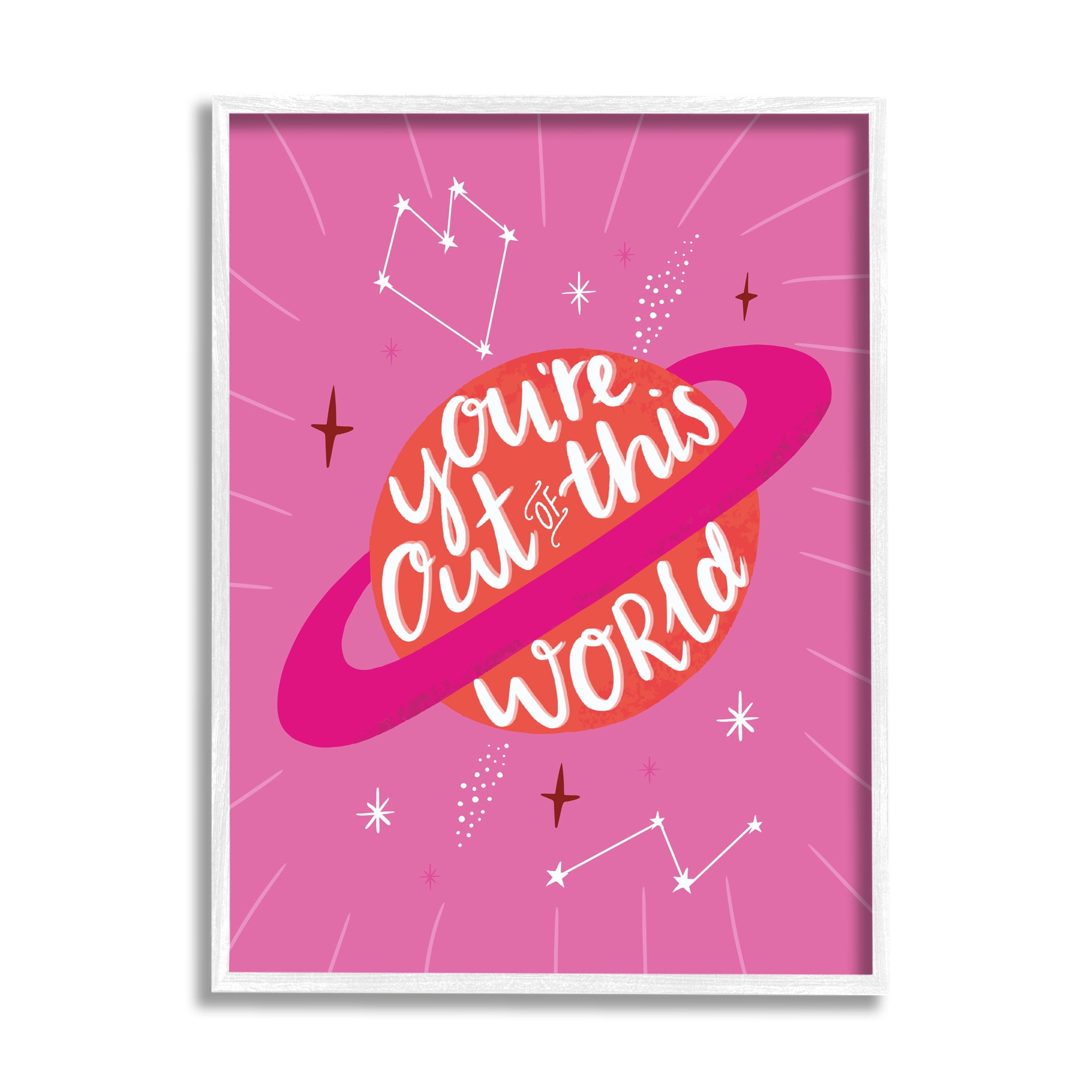Stupell Home Décor Industries You're Out of This World Phrase Valentine Pink Planet, 11 x 14, Designed by Louise Allen