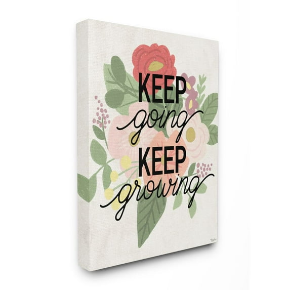 Stupell Home Décor Keep Growing Flower Drawing Inspiring Word Design Canvas Wall Art by Gigi Louise