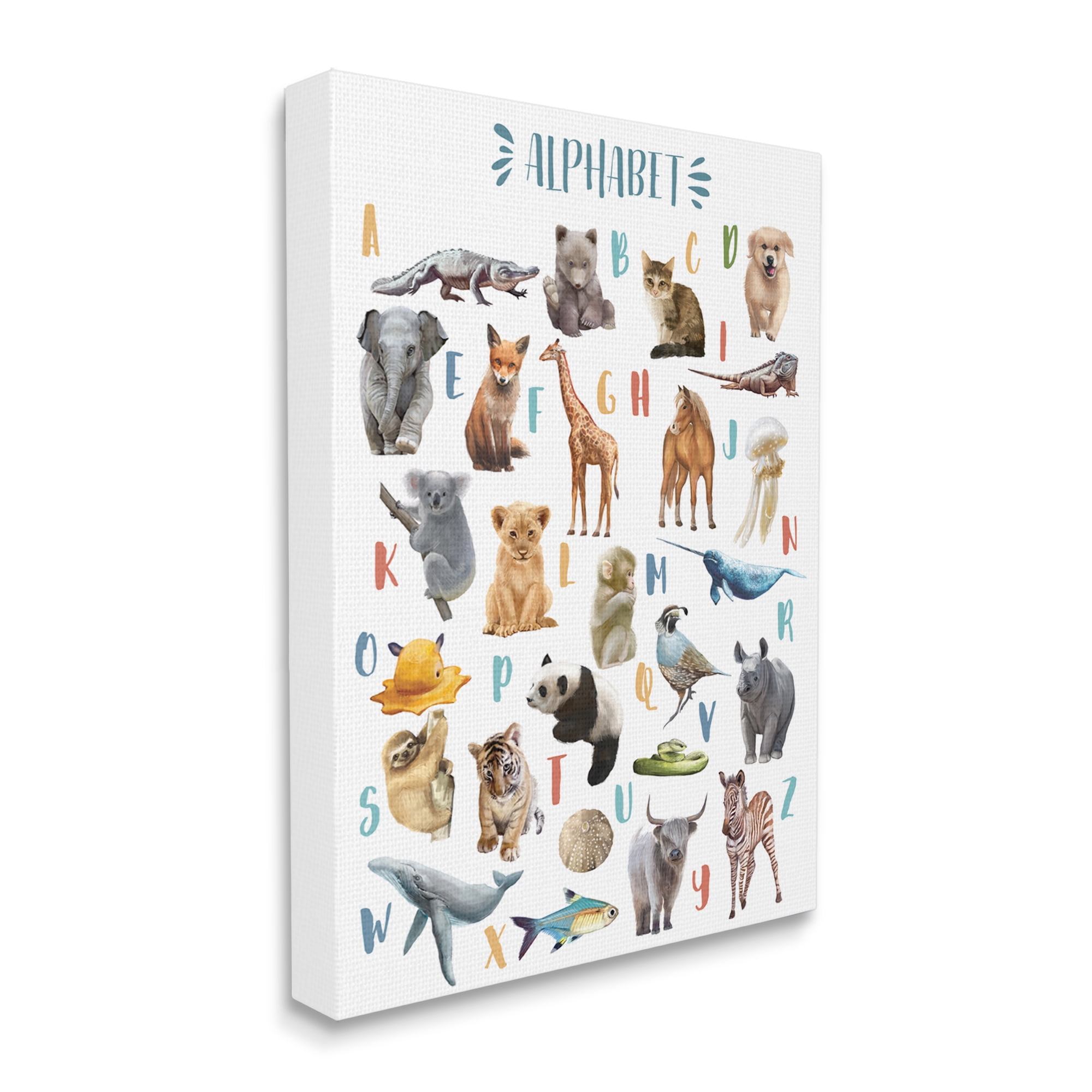 Stupell Industries Kid's Playful Animal Alphabet Whimsical ABC's, 16 x 20, Designed by Ziwei Li