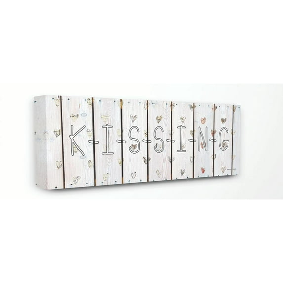 Stupell Home Décor Kissing Cute Family Wood Textured Word Design Canvas Wall Art by Front Porch Pickins