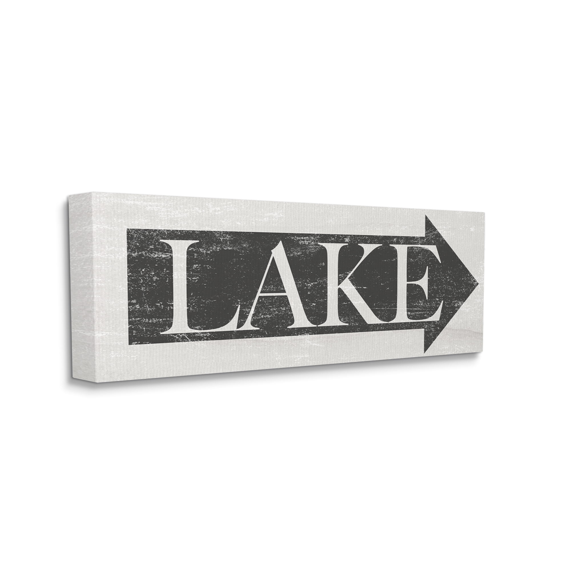 Stupell Industries Lake Arrow Sign Grey and White Distressed, 20 x 48,Design by Daphne Polselli