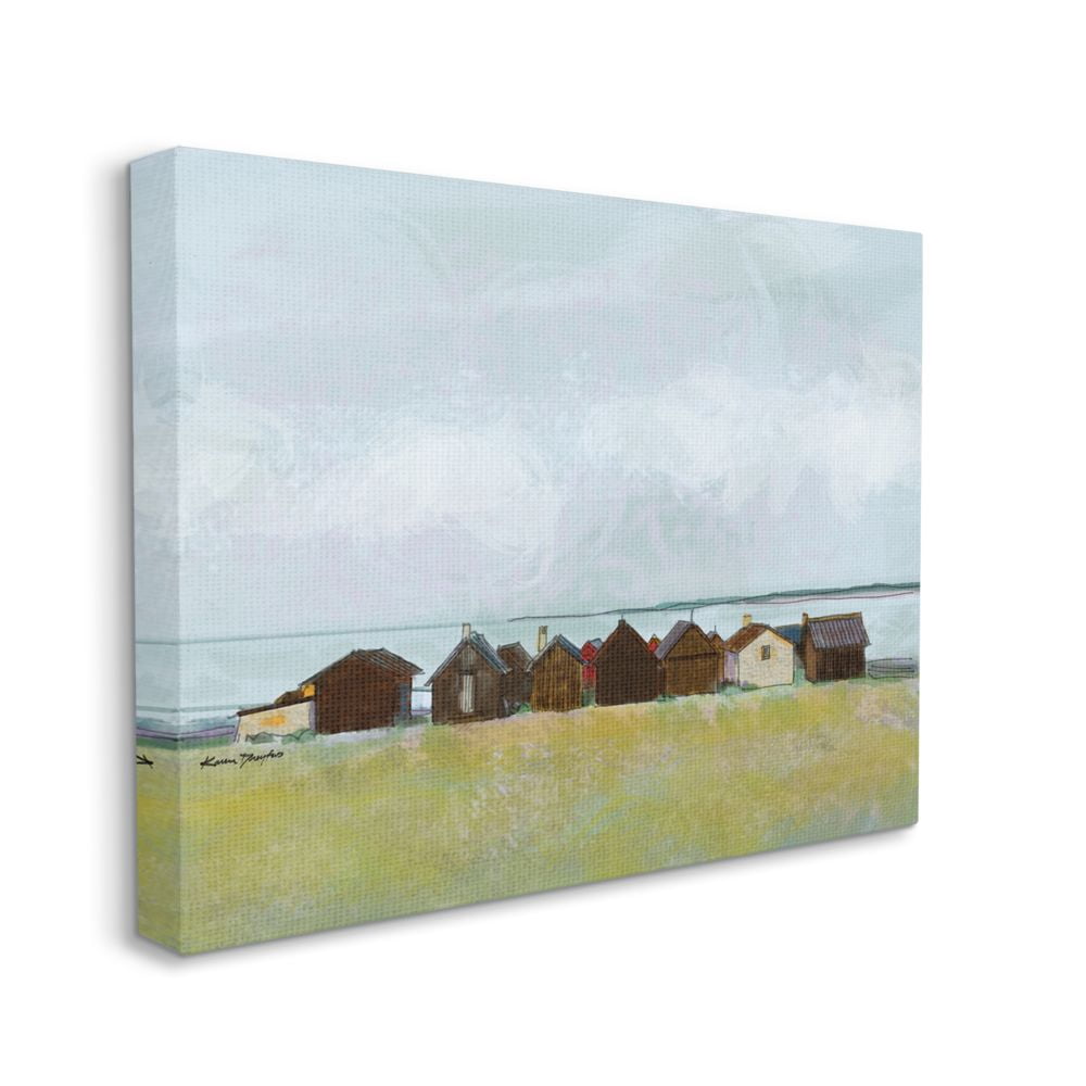 Stupell Home Décor Lakeside Town Landscape Drawing Canvas Wall Art by Karen Dreyfus