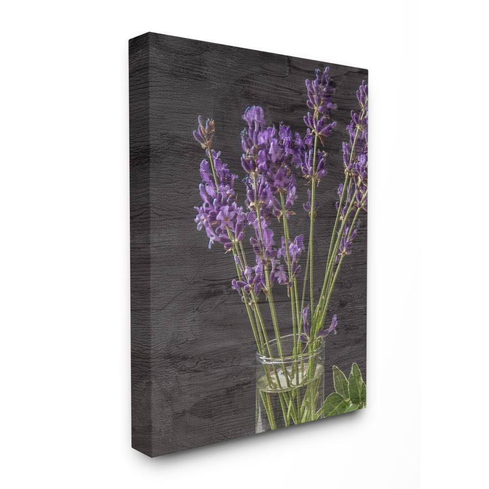 Stupell Home Décor Lavender Jar Purple Green Wood Texture Design Canvas Wall Art by Kim Allen