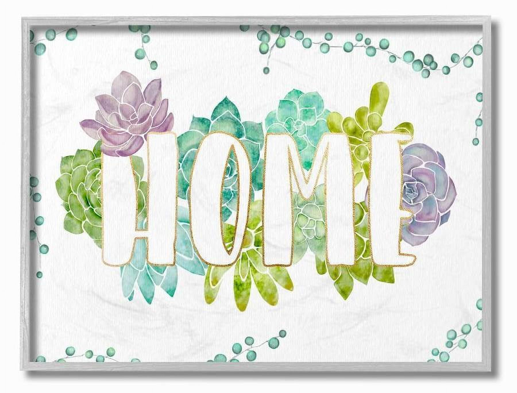 Stupell Industries Home Succulent Flowers Green Purple Watercolor Painting Framed Wall Art by Ziwei Li